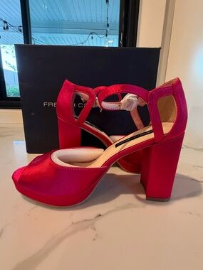 French Connection Hot Pink Platform Block Heel Sandals